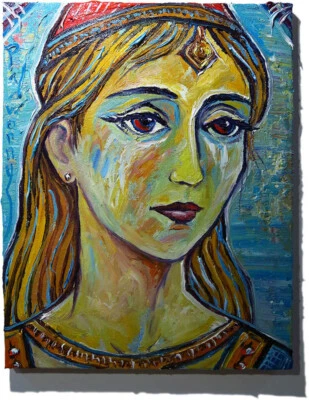 WOMAN PORTRAIT OIL█PAINTING GIRL█REALISM ART█SIGNED VINTAGE ORIGINAL REALIST█POP - Image 1 of 4