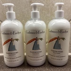 Crabtree & Evelyn GARDENERS Hand Lotion (3) CREAM 16.9 oz Shea Butter +PUMPS NEW - Picture 1 of 2