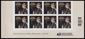 US 5708a Music Icons Pete Seeger imperf NDC footer block 8 MNH 2022 - Picture 1 of 1