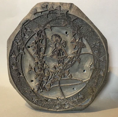 Primitive Antique Country Kitchen Wood & Metal Stamp Pattern Mold - Image 1 of 4