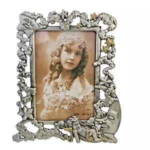VTG Silver/Gold Tone Picture Frame Cherub/Sun/Moon/Stars by Sun R 3.5"x 5" - Picture 1 of 15
