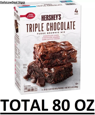 PACK DE 4 - Betty Crocker Hershey’s Fudge Brownie Mix, Triple Chocolate (20 oz) Foto 1 de 4