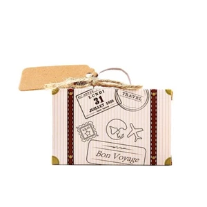 24 Light Brown Mini Suitcase Design Favor Boxes with Tags Party Events Supplies - Picture 1 of 9