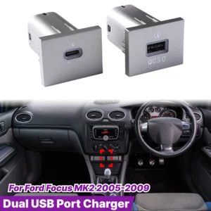 Dual Port Kits USB-A QC3.0 + USB-C PD Schnell Ladegerät für Ford Focus MK2 2005-2009 - Bild 1 von 4