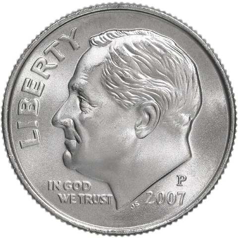 2007 D Roosevelt Dime Satin Finish Cover