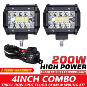 Pair 4 Inch LED Work Light Bar Spot Flood Pods fit for Jeep ATV with Wiring Kit - Foto 1 di 15