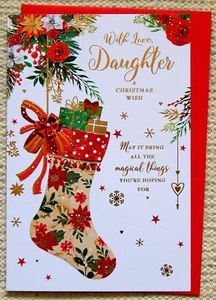 Weihnachtskarte Tochter ~ Mit Liebe Tochter Weihnachten Grußkarte 9"x 6" - Bild 1 von 7