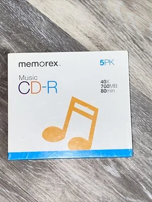 NEW Memorex Music CD-R 700 MB 80 Minute 40X 5-Pack with Slim Jewel Cases - Image 1 of 2