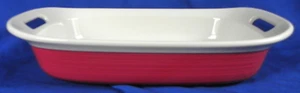 Corning Ware "Etch" Backform, 3 Quart Kasserolle 13"x9", rot & weiß Steinzeug - Bild 1 von 9