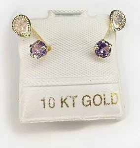 10 Karat Massiv Gold Doppel Kugel Halb Creolen Ohrstecker Mode Ohrringe - Bild 1 von 5