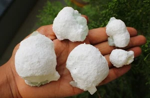 Lot Of Milky Okenite Balls With Green Apophyllite Crystals Minerals Specimen - Picture 1 of 8