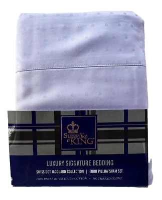 Sleep like a King 700 TC Swiss Dot Jacquard Euro Pillow Sham 2-Piece Set, Dusk - Image 1 of 4