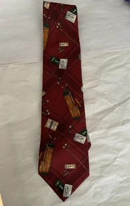 Chaps Ralph Lauren Men's Tie Silk Red Plaid Golf Theme Made in USA - Picture 1 of 5