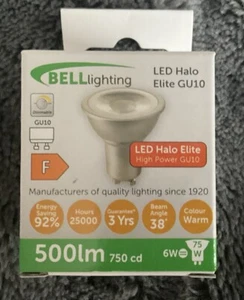 Bell GU10 6W Eco LED Halo Warm White 3000k Light Bulb Dimmable 220/240v 500lm - Picture 1 of 3