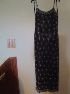 Abito PAPELL BOUTIQUE SERA taglia 12 con perline ricamato floreale SETA chiffon - Foto 1 di 11