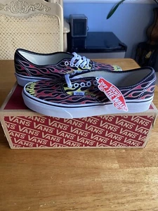 Vans Authentic Flames Black & White, Size 8.5 Men’s NEVER WORN,BRAND NEW w/ Box - Picture 1 of 11