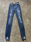 KanCan Skinny Jeans Size 1 / 24 Mid Rise Stretch Distressed Exposed Button Fly