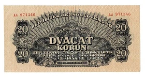 SPECIMEN / Czechoslovakia / 20 Korun/ Circulated / 1944 - Picture 1 of 2