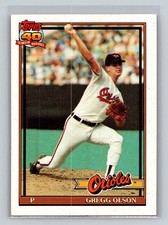 1991 Topps #10 Gregg Olson Baltimore Orioles Baseball Card