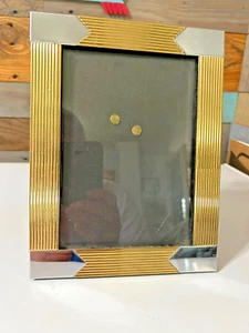 Vintage Post Modern Art Deco Style Frame Chrome and Brass 5x7 - Picture 1 of 2