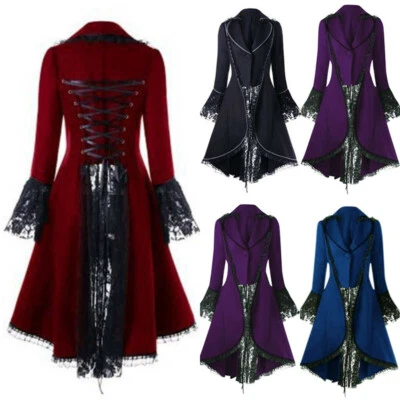 Dress Women Long CoatsRetro Gothic Punk Rave Brocade Steampunk Victorian Jacket - Image 1 of 4