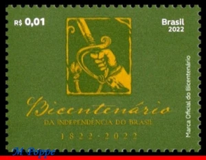 22-07 BRASIL 2022 INDEPENDENCIA BICENTENARIA, LOGO OFICIAL, ESPADA D. PEDRO I, MNH - Imagen 1 de 2