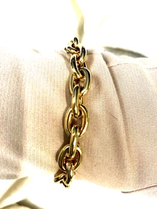 BELLA ORO OVAL ROLO LINK BRACELET, 14K YELLOW GOLD OVER RESIN, SZ LRG (M4445G-24 - Picture 1 of 9