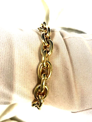 BELLA ORO PULSERA ESLABONES ROLO OVALADOS, ORO AMARILLO 14K SOBRE RESINA, TALLA LRG (M4445G-24 Foto 1 de 4