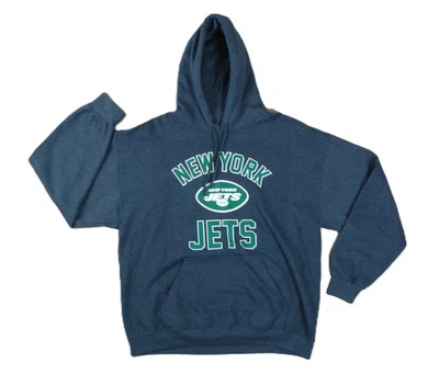 New York Jets Hoodie Men's L Grey Fleece Lined NFL Apparel Football Sports Logo - Image 1 of 4