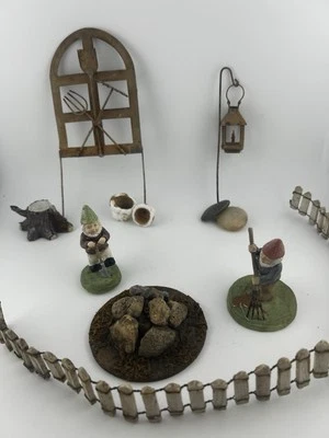 2 Grasslands Gnomes~Includes Firepit, Hanging Lantern & More~Fairy Garden~Set #2 - Image 1 of 4