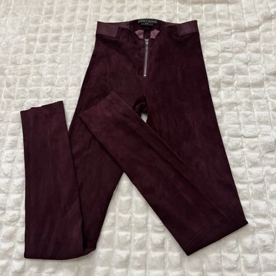 ALICE + OLIVIA Mujer’s XS 100% Piel de Cordero Gamuza Leggings Pantalones Arándano Ciruela Foto 1 de 4