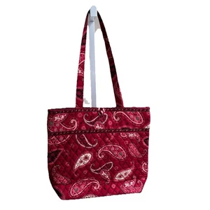 Vera Bradley Tote Mesa Red Paisley Quilted Shoulder Tote Bag 14" x 12.5" Retired - Picture 1 of 8