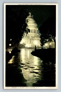 Postal de recuerdo vintage del Capitolio de Washington DC por la noche - Imagen 1 de 2