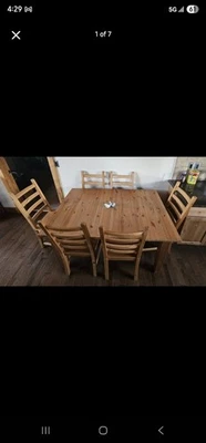 Wooden dining table and chairs - Image 1 of 4