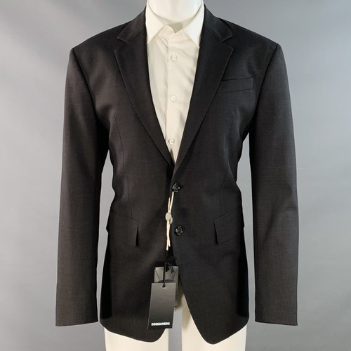 Cappotto sportivo DSQUARED2 taglia 38 misto lana antracite con risvolto intagliato