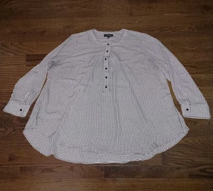 Lane Bryant Blouse Womens Size 22/24 Houndstooth Black White Flowy Top 22 24 - Picture 1 of 12