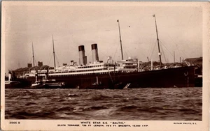 White Star Line Baltic Dampfschiff Ozeandampfer RPPC Echtfoto Postkarte - Bild 1 von 2