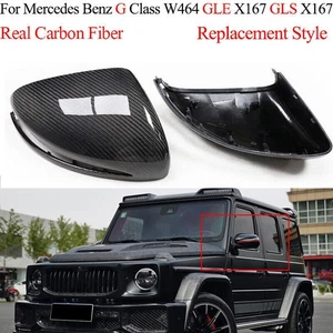 Replace For Benz G-Class W464 GLE GLS 2019-2023 Carbon Fiber Mirror Cover Caps - Picture 1 of 18