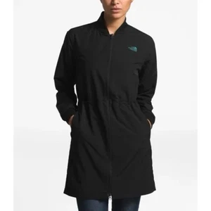 The North Face Donna Flybae Longline Bomber Giacca Antipioggia Impermeabile Nero Taglia S - Foto 1 di 7
