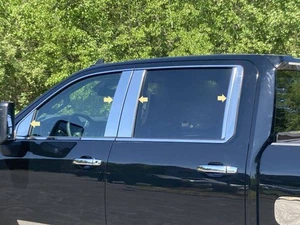 8pc Luxury FX Pillar Post Trim for 20-25 Chevy Silverado 2500 HD Crew Cab - Picture 1 of 3