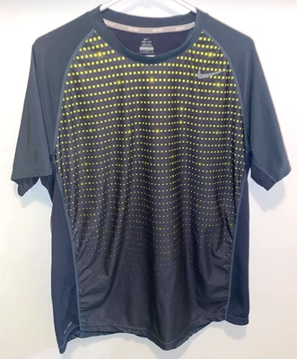 Camisa Nike Tenis Dri Fit Gris Punto Amarillo Para Hombre Talla L Manga Corta Reflectante Foto 1 de 4
