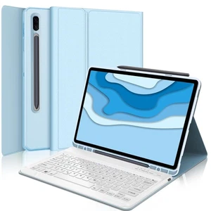 Samsung Galaxy Tab S7/S8+ 12.4" Keyboard Case, Slim Magnetic Cover, Bluetooth - Picture 1 of 7