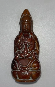 Small Chinese Guanyin Resin Figurine Glossy Carved Buddhist Goddess 8cm tall - Picture 1 of 8