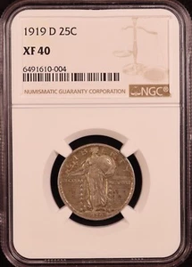 1919-D Standing Liberty Quarter - NGC XF40 -Rare Key Date! Nice Choice Original! - Picture 1 of 8