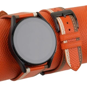 Tricolor Orange Epsom Samsung Galaxy Watch 3 4 5 6 Active 1 2 Band MenWomen - Picture 1 of 8