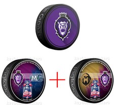 2023 ECHL Kelly Cup Reading Royals Dueling 3 Hockey Puck PKG Round 2 , Team Logo