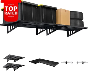 2-Pack 90x60cm Wall Mounted Garage Shelving Storage Rack Heavy Duty 600lbs - Picture 1 of 12