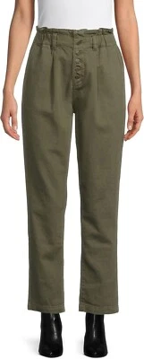 Pantalones verdes bolsa de papel para mujer Time & Tru - ajuste relajado con botones - talla 12 Foto 1 de 2