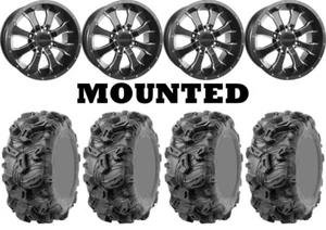 Kit 4 Maxxis Maxxzilla Tires 27x9-12 on Raceline A77 Mamba Black Wheels 1KXP - Picture 1 of 5