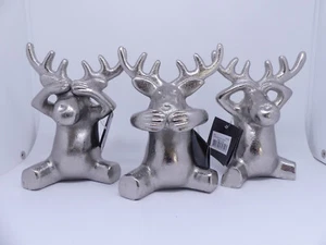 Weihnachten  Rentier Set 3er Aluminiumguss – Nichts sehen hören sagen Dekofigur - Bild 1 von 7